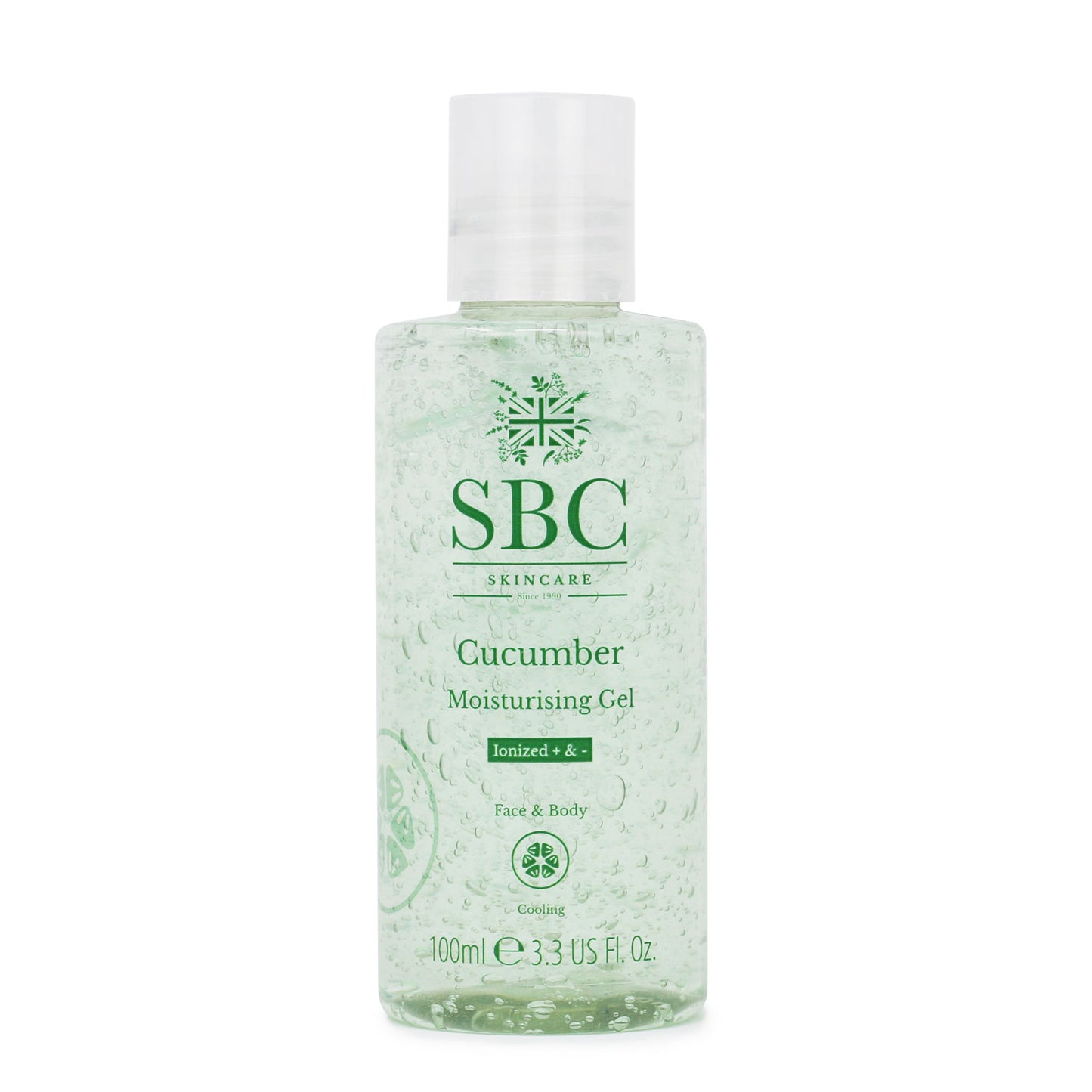 SBC Skincare's Cucumber Moisturising Gel 100ml on a white background