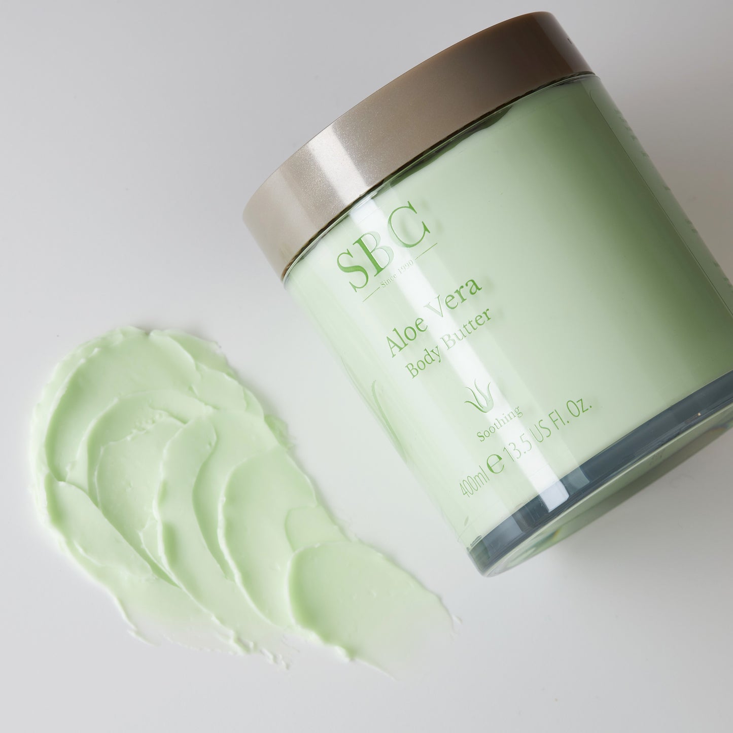 Aloe Vera Body Butter with a swatch